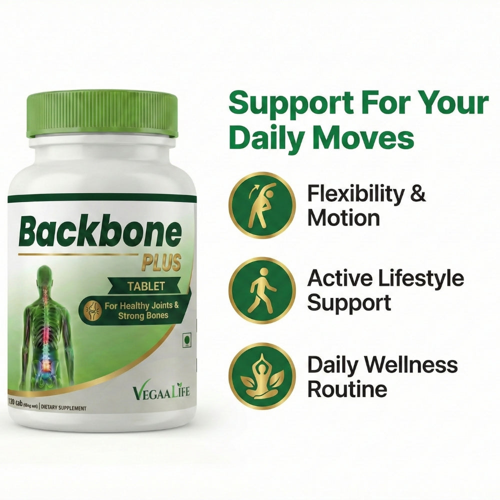 VegaaLife Backbone Plus – Advanced Plant-Based Nutrition for Spine Health & Strong Bones (120 Tablets)
