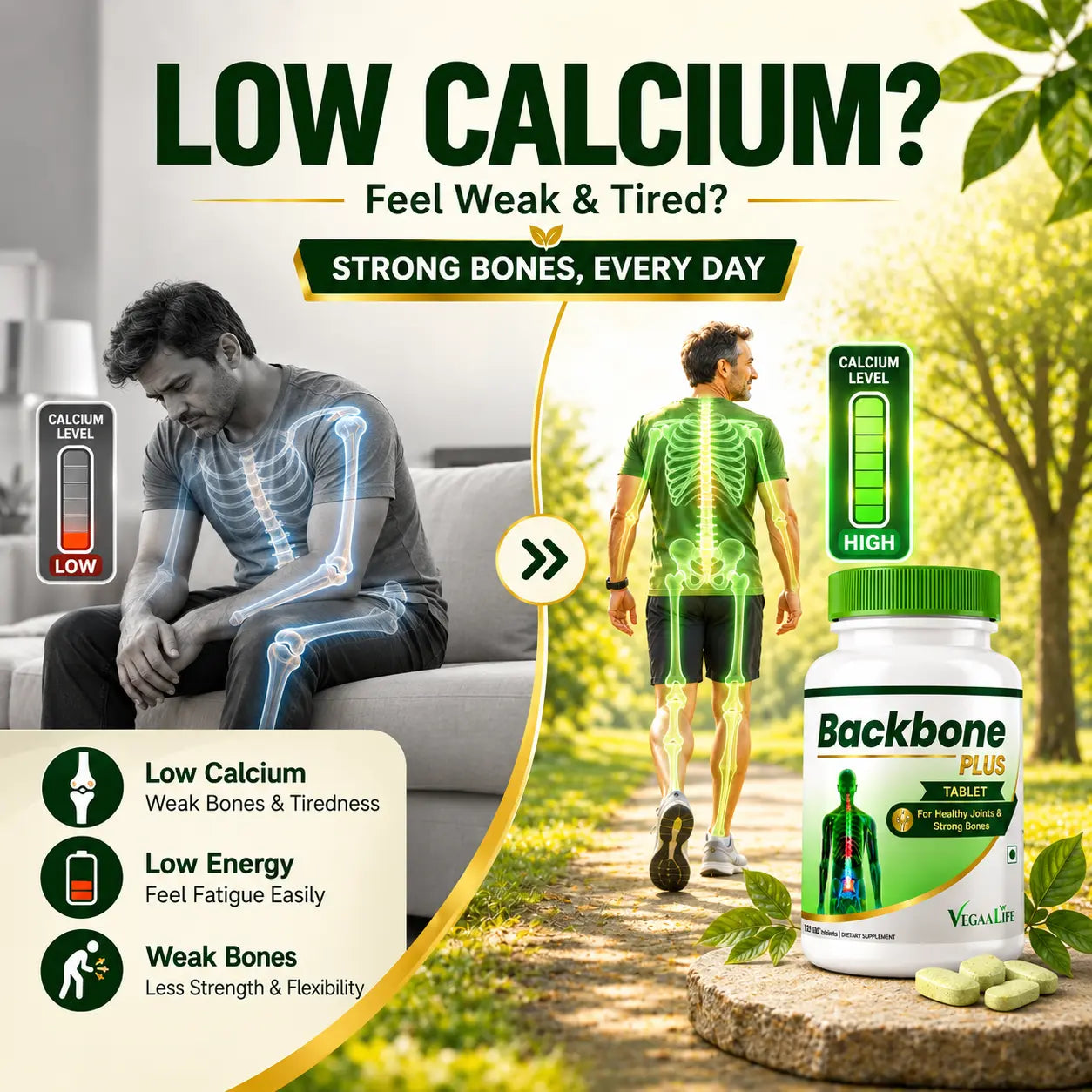 BackBone Plus Tablet – Natural Ayurvedic Calcium Support Tablet | 120 Tablets | For Strong Bones & Daily Nourishment